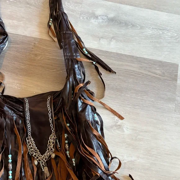 Handmade One of a Kind Fringe Boho Bag with Lots of Dangly Jewels.